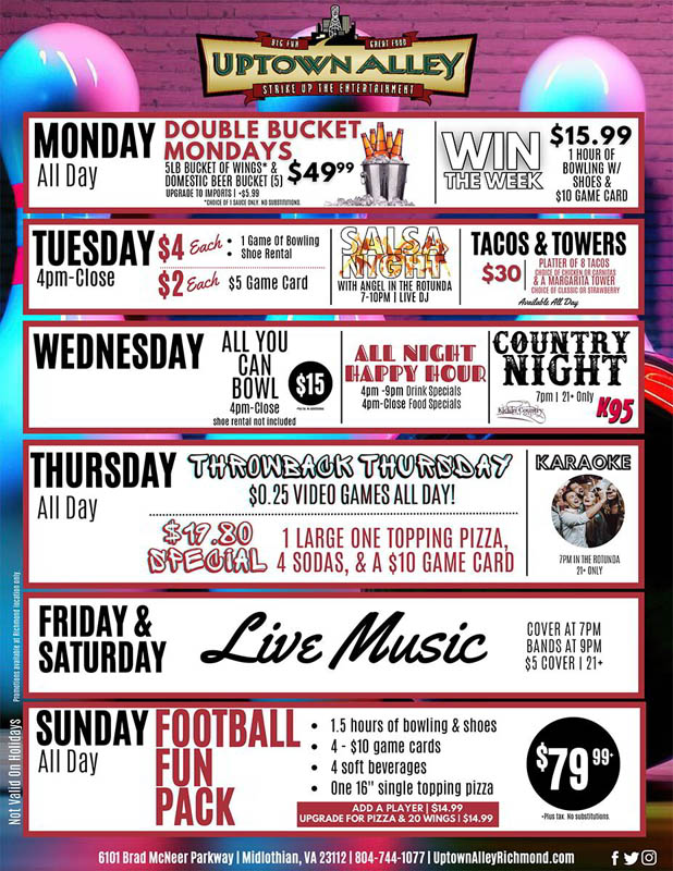 Daily specials uptown alley sports bar surprise az